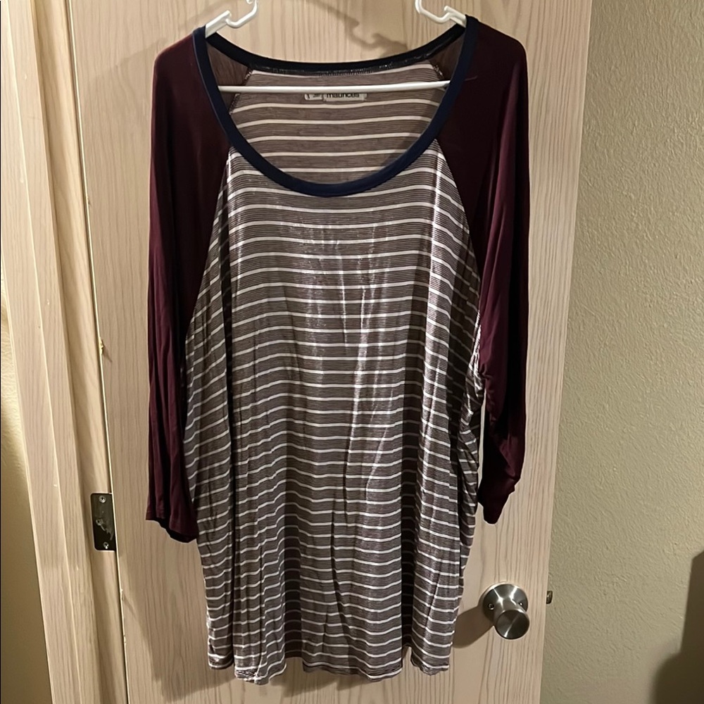Striped Burgundy and White Women's Top